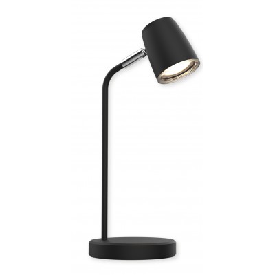 MIA Stolní kancelářská lampa, nastav směr svícení, těleso kov, povrch bílá/černá/růžová/modrá, difuzor plast opál, LED 4,5W, neutrální 4000K, 400lm, 230V, IP20, rozměry d=140mm, h=350mm.