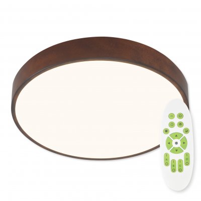 METAL Stropní svítidlo, těleso kov, hnědá korten, dif plast opál, LED 51W, 5100lm, dálk ovladačem (včetně) stmívatelné, nast teplota CCT teplá 3000K, denní 6500K, Ra80, 230V, IP20, rozměry d=400