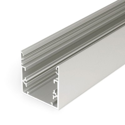 CORNER PROFIL 53x53mm Stropní, přisazený profil pro LED pásky, materiál hliník, povrch elox šedostříbrný mat, max šířka LED pásků w=32mm, rozměry 53x53mm, l=4000mm