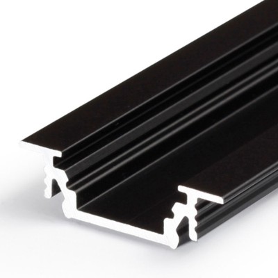 GLAUX PROFIL 24x7mm Vestavný, profil pro LED pásky, materiál hliník, povrch černý, max šířka LED pásků w=10mm, rozměry 24x7mm, l=2000mm