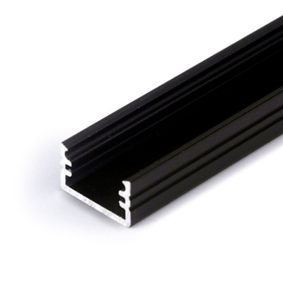 BORAGO PROFIL 12,2x7mm Přisazený profil pro LED pásky, materiál hliník, povrch černý, max šířka LED pásků w=8mm, rozměry 12,2x7mm, l=4000mm