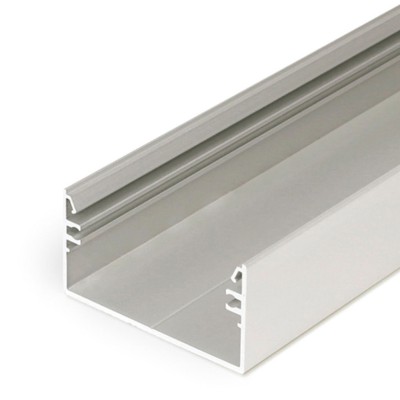 BARTIAS PROFIL 53x28mm Přisazený profil pro LED pásky, materiál hliník, povrch elox šedostříbrný mat, max šířka LED pásků w=50mm, rozměry 53x28mm, l=4000mm