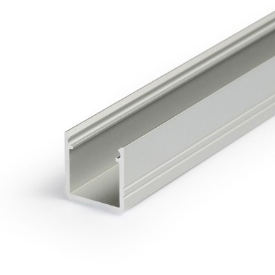 SYTHIA profil Přisazený, profil pro LED pásky, materiál hliník, povrch elox šedostříbrný mat, max šířka LED pásků w=10mm, rozměry 12x12mm, l=2000mm
