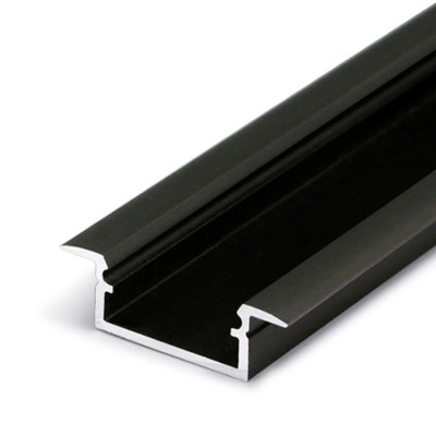 FILAGO PROFIL 21,3x6,6mm Vestavný, zápustný profil pro LED pásky, materiál hliník, povrch černý, max šířka LED pásků w=12mm, rozměry 6,6x21,3mm, l=4000mm