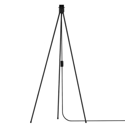 TRIPOD Základna stojací lampy, těleso kov, povrch černá, pro žárovku 1x60W, 230V IP20, h=1090mm, rozpětí trojnožky d=660mm včetně vypínače na kabelu, přívodní kabel l=3m