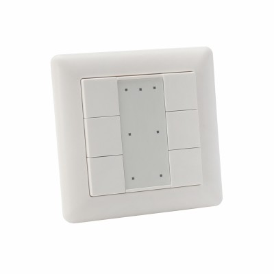 DIM 6 DALI DALI ovladač 6-ti tlačítkový zap/vyp, stmívání, skupiny, scény, pasívní režim (napájení ze sběrnice DALI), IP20, 71x71x11mm, KU68