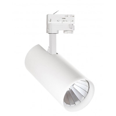 DELICATES LUX 3F 27W DALI Bodové svítidlo do 3F lišty, hliník, bílá, LED 27W, 3510lm, teplá 3000K, vyzař. úhel 36°, stmív DALI, Ra80, 230V, IP20, tř.1, rozměry 90x200x185mm, vč. 3F adaptér Nordic Alumin
