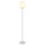 BLACKY Stojací lampa, základna kov, povrch nikl mat, stínítko sklo opál, pro žárovku 1x60W, E27 230V, IP20, tř.1, rozměry d=300mm, h=1600mm, vypínač na kabelu.