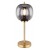 BLACKY Stolní lampa, základna kov, povrch mosaz mat, stínítko sklo kouřové, pro žárovku 1x60W, E27 230V, IP20, tř.1, rozměry d=185mm, h=450mm, vč vypínače na kabelu.