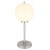 BLACKY Stolní lampa, základna kov, povrch nikl mat, stínítko sklo opál, pro žárovku 1x60W, E27 230V, IP20, tř.1, rozměry d=185mm, h=450mm, vč vypínače na kabelu.