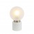 MARKA Stolní lampa, těleso kov, povrch bílá s detaily niklu, stínítko sklo opál, pro žárovku 1x25W, E14, 230V, IP20, tř.1, rozměry d=150mm, h=245mm, vypínač na kabelu.