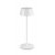 PURE Stolní venkovní lampa, těleso kov, povrch bílá, difuzor plast opál, LED 1,5W, 230lm, teplá 3000K, dotykové stmívání, nabíjení USB-C, výdrž cca 7 hodiny, IP54, rozměry d=115mm, h=320mm.