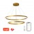 FINO Závěsné svítidlo, kov, zlatá, dif plast opál, LED 93W, 6975lm, smart TUYA, Matter Zigbee 3.0, dálk ovl. nebo tel.  CCT nast tepl teplá 2700K-denní 6500K, stmív 230V, d=800mm+600mm, záv lanko l=1200mm