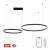 FINO NEW Závěsné svítidlo, kov, černá, dif plast opál, LED 93W, 6975lm, smart TUYA, Zigbee 3.0, dálk ovl. nebo tel.  CCT nast teplá 2700K-denní 6500K, stmív 230V, d=800mm+600mm, záv lanko l=1500mm