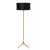 TONDO Stojací lampa, těleso kov, povrch zlatá mat, stínítko textil černá, pro žárovku 1x60W, E27, 230V, IP20, tř.2, rozměry stínítka: d=380mm, h=200mm, lampy: h=1470mm, vypínač na kabelu.