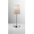ADAM Stolní lampa, těleso kov, povrch chrom lesk, stínítiko textil šedá, pro žárovku 1x40W, E27, 230V, IP20, rozměry d=130mm, h=370mm.