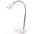 LED LAMP VÝPRODEJ Stolní lampa, flexibilní rameno, husí krk, nastav směr svícení, materiál kov/plast, povrch chrom/bílá, LED 2,5W, 170lm, teplá 3000K, 230V, IP20, tř.1, rozměry 410x160mm, podstavec vč vypín