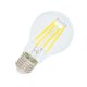 LED žárovka E27 filament 4W Světelný zdroj, retro žárovka hrušková, sklo čiré, LED 4W, 840lm, E27, A60, teplá 3000K, 230V, rozměry d=60mm, h=105mm.