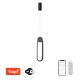 OVALE Závěsné svítidlo, kov, černá, dif plast opál, LED 22W, 1470lm, smart TUYA, WiFi, dálk ovl. Beacon (souč.) nebo tel.  CCT nast teplá 2700K-denní 6500K, stmív 230V, 120x406mm, záv l=1200mm