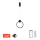 OVALE Závěsné svítidlo, kov, černá, dif plast opál, LED 18W, 1260lm, smart TUYA, WiFi, dálk ovl. Beacon (souč.) nebo tel.  CCT nast teplá 2700K-denní 6500K, stmív 230V, d=260mm, záv l=1200mm,