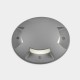 TYRO 4,6W IP65/IP67 Zemní svítidlo čtyři boční průzory, základna hliník, povrch šedá, difuzor plast opál, LED 4,6W, 70lm, teplá 3000K, 230V, IP65/IP67, tř.2. IK10, rozměry d=200mm h=260mm.