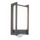 NAIM PIR, LED 18W, IP54 Nástěnné venkovní svítidlo, senzor pohybu PIR, záběr 180°, dosah 12m, čas 10s-10min, těleso hliník, šedočerná, difuzor plast opál, LED 18W, 1100lm, teplá 3000K, Ra80, 230V, IP54. rozměry 110x270x106mm