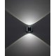 VISION Venkovní nástěnné svítidlo, těleso hliník, povrch grafitově černá, sklo čiré, LED 2x6W, 900lm, teplá 3000K, 230V, IP65, rozměry 125x70x110mm, svítí nahoru/dolů.