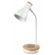 MOSLEY Stolní lampa, základna dřevo světlé, těleso kov, povrch bílá, pro žárovku 1x25W, E14, dotyk stmívač, Ra80, 230V, IP20, tř.2, rozměry d=110mm, h=430mm, vč. Bezdrátové nabíjení telefonu a USB připojení