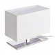 PLAZA Stolní lampa, základna kov, povrch chrom lesk, stínítko textil bílá, pro žárovku 1x42W, E27, 230V, IP20, tř.2. rozměry 160x300x250mm