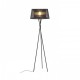 BOULOGNE Stojací lampa, trojnožka, základna kov, povrch černá, stínítko textil černá, pro žárovku 1x28W, E27, A60, 230V, IP20, tř.2, rozměry d=550mm, h=1785mm, vč vypínače na kabelu