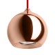 DESTY I - 1X50W GU10 MĚDĚNÁ LESK Závěsné svítidlo bodové, těleso kov, povrch měděná lesk, pro žárovku 1x50W, GU10 ES50, 230V, IP20, svítidlo d=90mm, h=120mm, závěsný kabel červený s textilním úpletem l=800mm, lze zkrátit