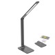 WO55-G Stolní lampa, vyklápěcí rameno, těleso kov, povrch šedá, LED 10W, 400lm, dotyk. CCT nastav teplota 3000K-6000K, stmív., 230V, IP20, 350x40x7mm, vč. bezdrátové nabíjení na telefon