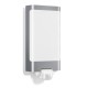 L240-L244-LED Nástěnné venkovní svítidlo, PIR senzor, záběr 180°, dosah 10m, čas 8s-35min, soumrak 2-2000lx, plast šedá, LED 1x7,5W, teplá 3000K, 570lm, 230V, IP44, tř.2. tepl -20+50, rozměry 305x165x81mm
